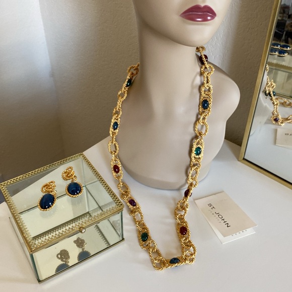 *NWT* Vintage Fabulous ST JOHN Statement Necklace And Earring Set - Picture 2 of 9